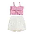 Adorable Baby Girl Sleeveless Top and Shorts Set with Cute Butterfly Print for Summer Outfit 2 Pieces Set