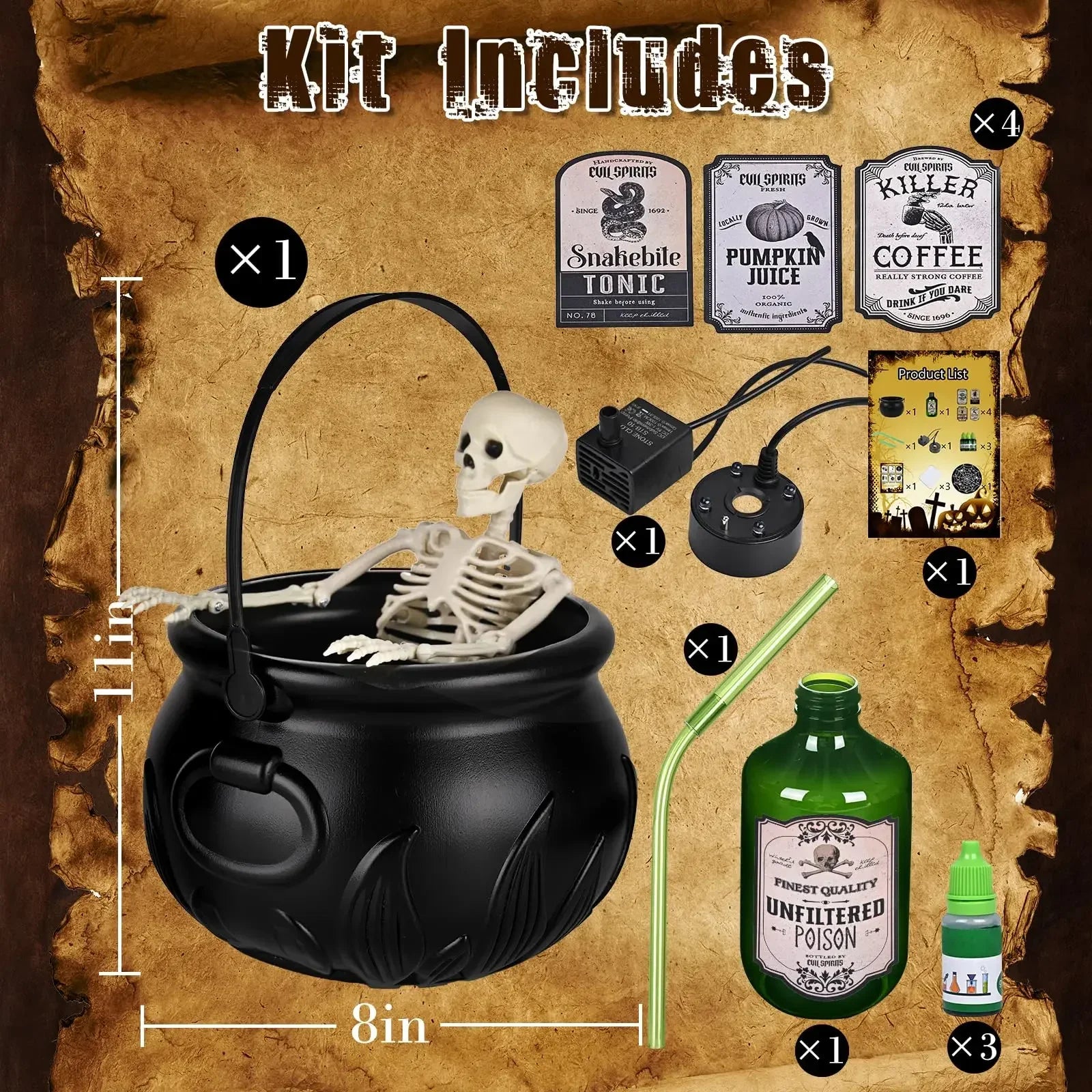 Witch Cauldron with Mist & LED