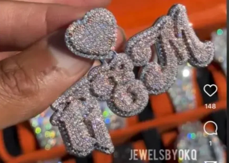 2024 3D Design Jewelry Copper 5A Zircon Bling Hip Hop Rapper Men Hip Hop Custom Letter Name Round Rectangle Pendant Lootquake LLC