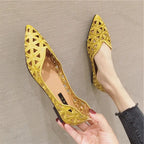 2025 Women Summer Pointed Versatile Hollow Leisure Flat Soled Shoes Comfortable Lightweight Sandals Fashion Elegant Single Shoes Lootquake LLC