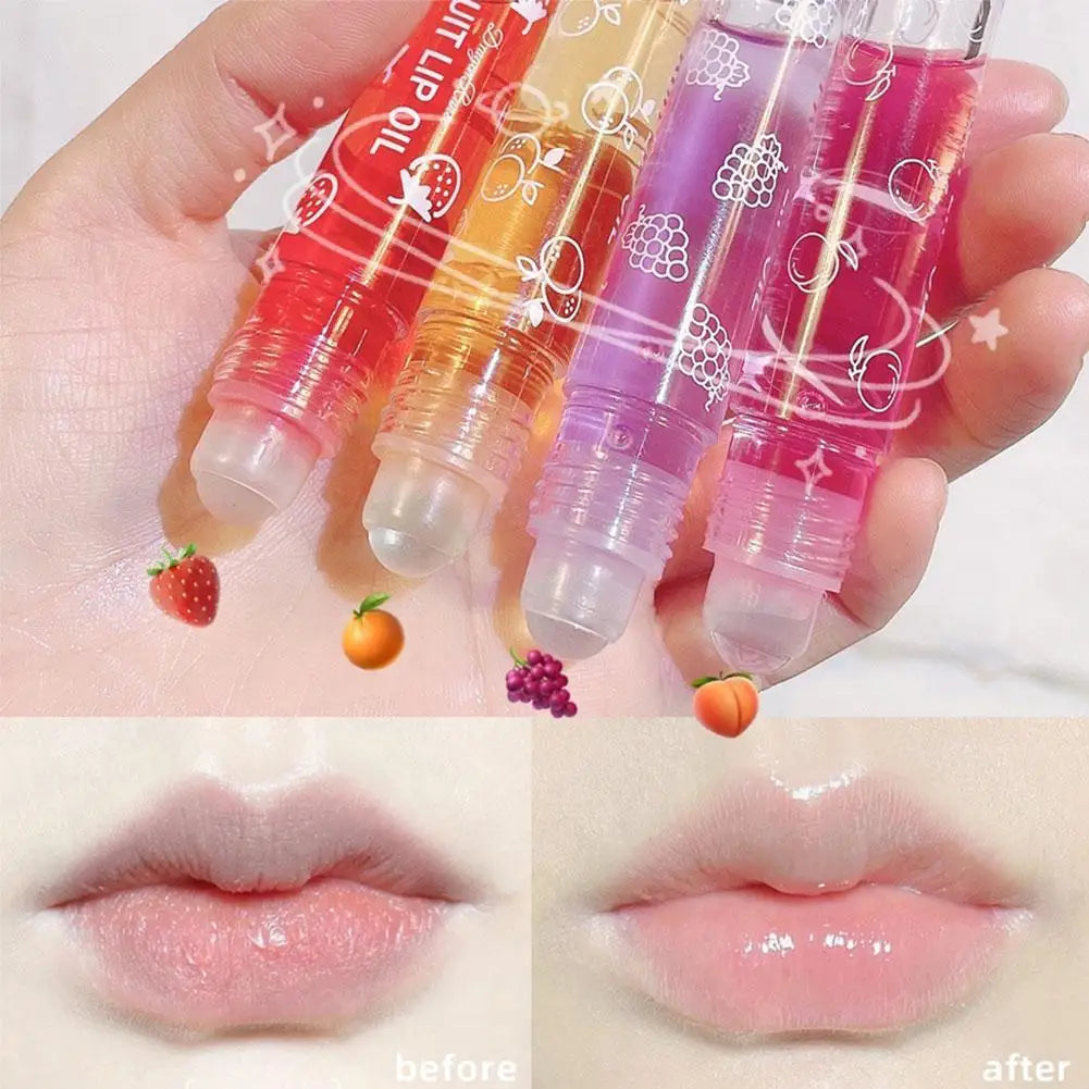 6 Colors Roll-on Fruit Essence Lip Balm Lip Oil Lip Moisturizing Mirror Primer Lip Lipstick Hydrating random Gloss Transparent Lootquake LLC