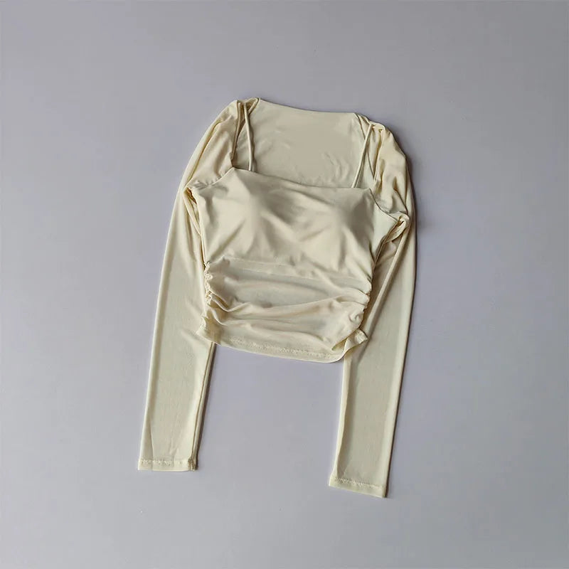 Mesh-Splice Slim Fit Yoga Top THRIXINE