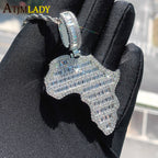 New Arrive Rectangle Cubic Zirconia CZ Paved Bling Africa Map Shaped Pendant Necklace Hip Hop Men Boy Cool Meaning Jewelry Lootquake LLC
