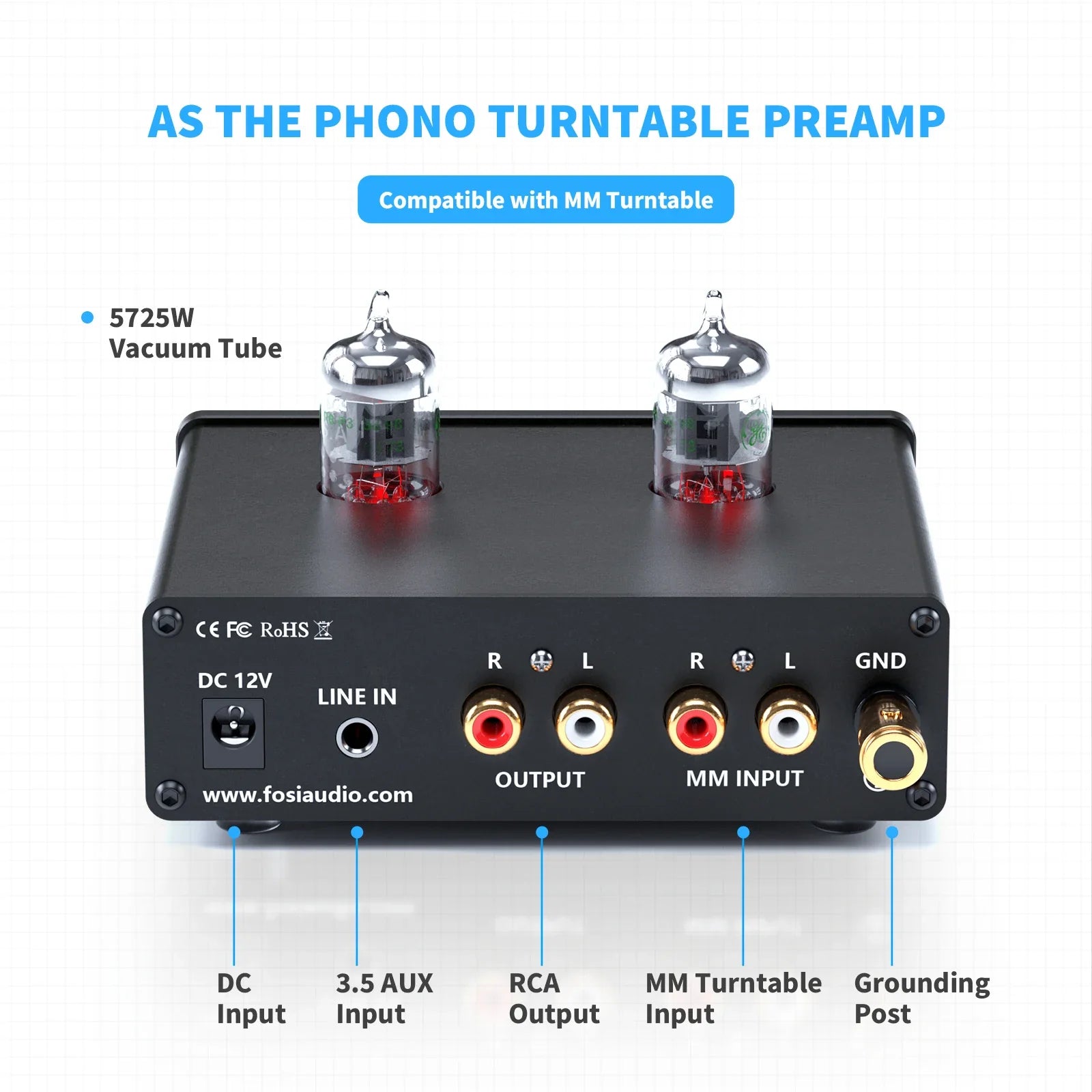 Fosi Audio Phono Preamp for Turntable Phonograph Preamplifier With 5654W Vacuum Tube Amplifier HiFi BOX X4 Lootquake LLC