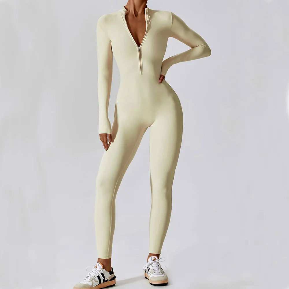 Yoga Jumpsuit Long Sleeved Zipper Rompers THRIXINE