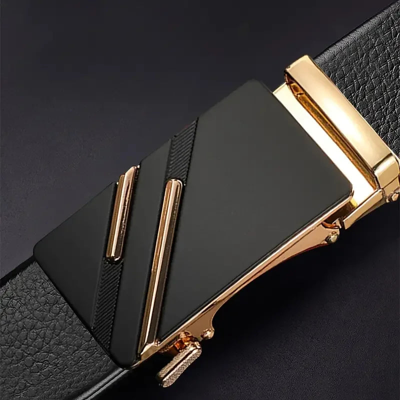 Fivela automática de metal masculino cinto de couro, cinta, marca, design de luxo, masculino Lootquake LLC