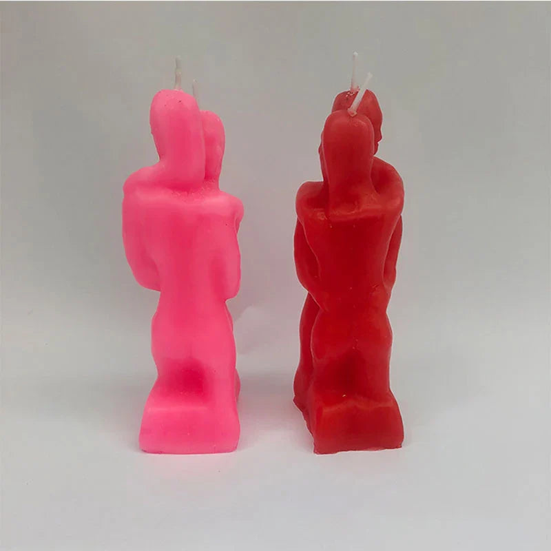Male And Female Couple Embracing Candles Decoration Lovers Couple Candle Love Ritual Fall In Love With Me Spell, Red, Pink Lootquake LLC
