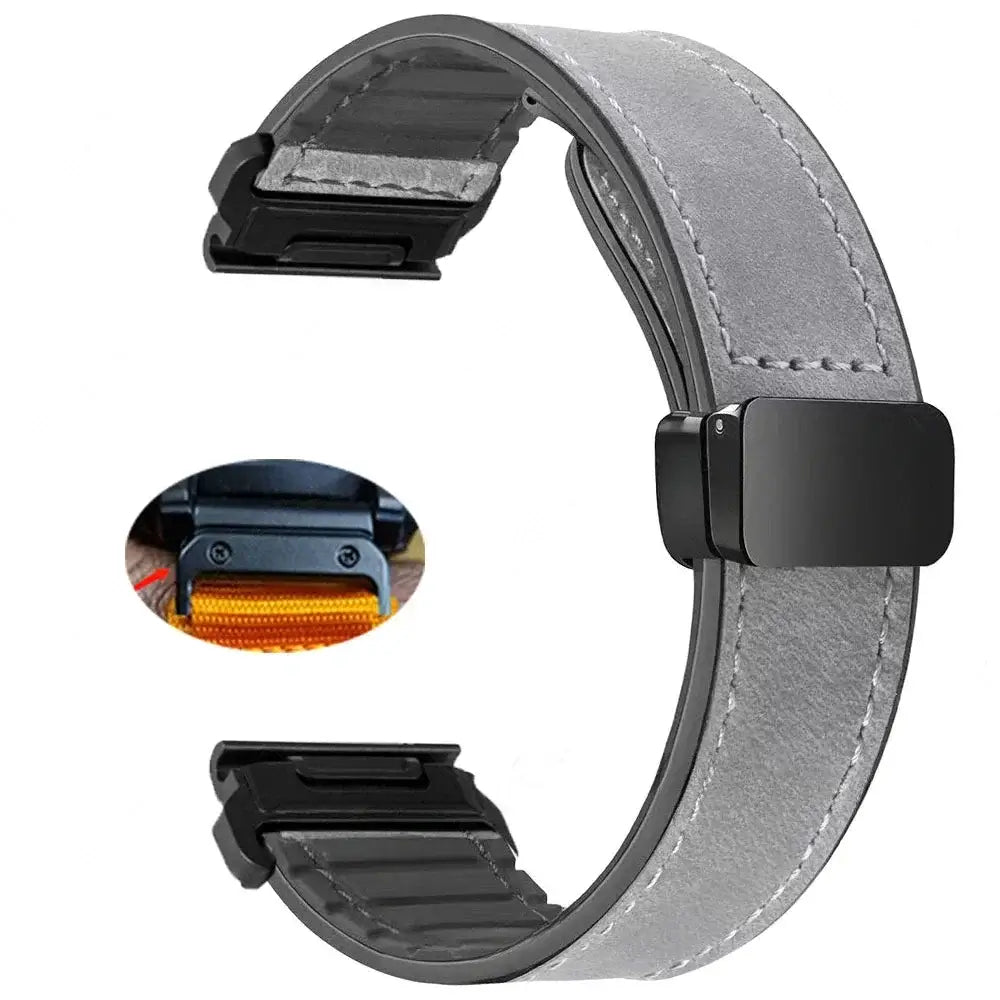 Garmin Soft Leather Band - Magnetic Buckle QuickFit Design - SJB-DIAMOND ELITES