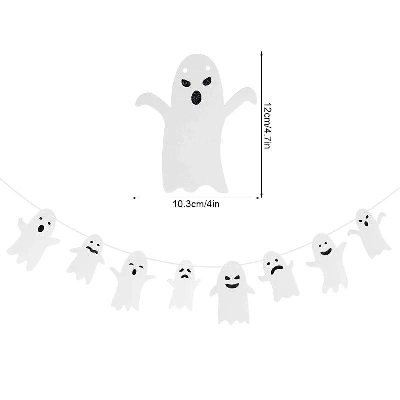 1set Halloween Decoration Banner Bunting Scary Spider Ghost Bat Hanging Garland Pull Flag Pendant For Halloween Party Home Decor Lootquake LLC