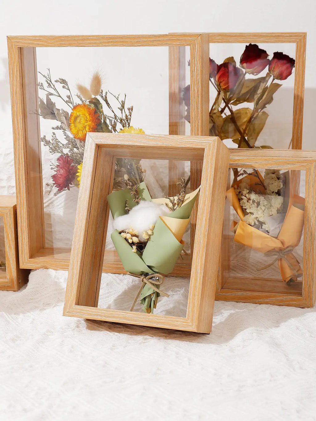 Wood Dried Flower Picture Frame Home Decor Transparent Picture Frame