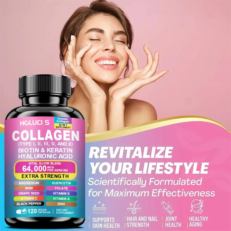 Collagen Capsules Biotin Keratin Booster Anti Aging Whitening Skin Nail，Flexible Hair and Strong Nails Nutritional Supplement Lootquake LLC
