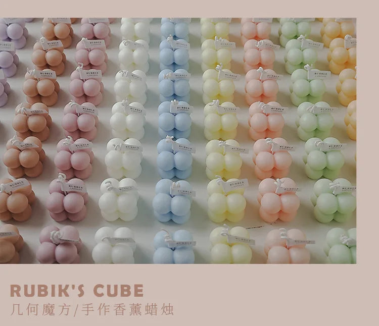 A square ball-shaped scented candle, a colorful birthday gift, a handcrafted candle, and a cute-shaped scented candle Lootquake LLC