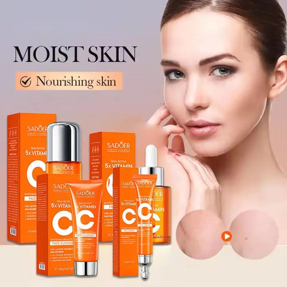 5xVitamin C Facial Cleanser,lotion,eye Cream,face Serum Whitening Brightening,Reduce Dullness Of Skin Tone Skin Care Products Lootquake LLC