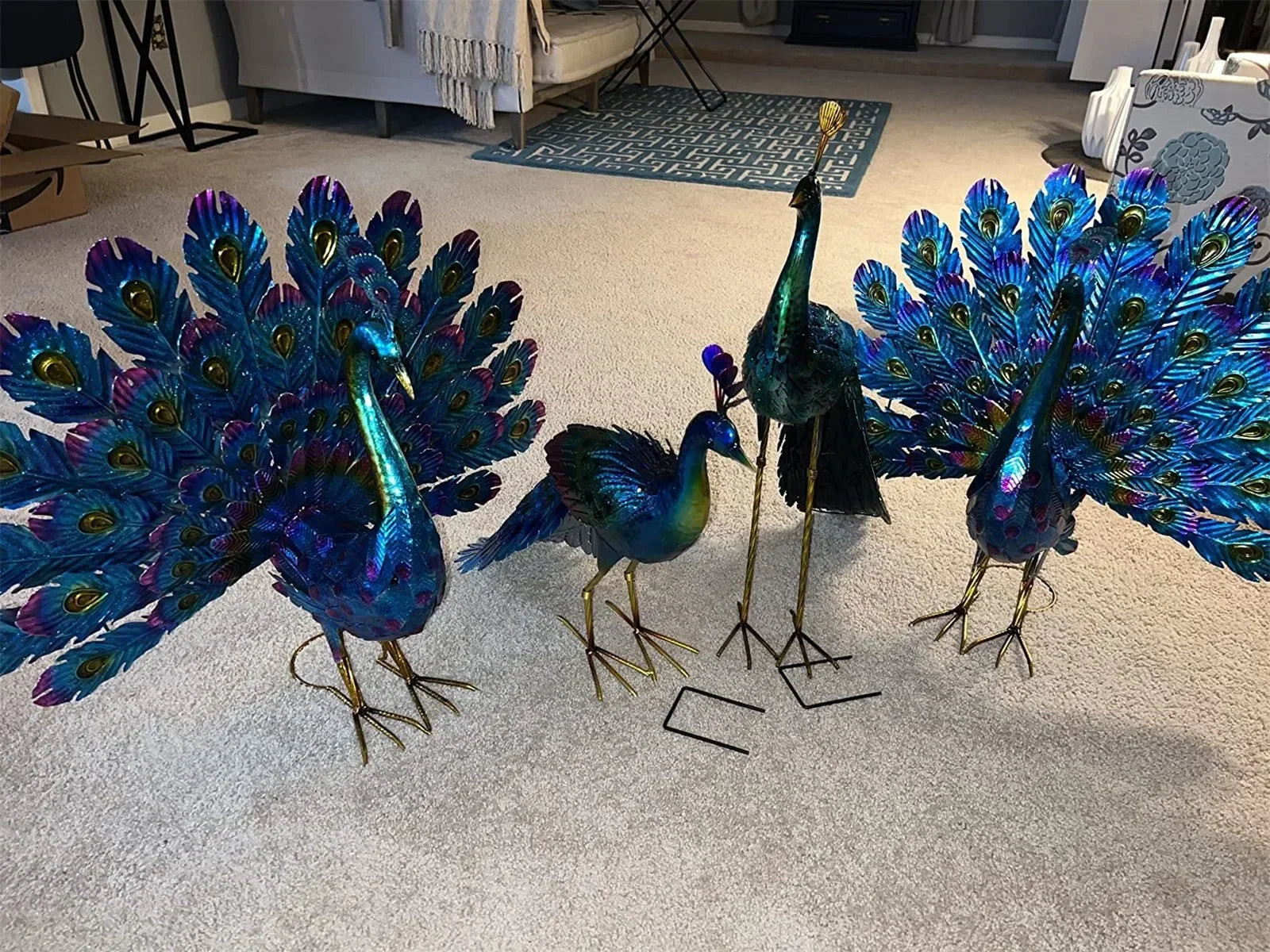 Peacock Statue Sculpture Handmade Crafts Ornament Animal Figurine Standing Posture Collectible Peacock Figurine Garden Craft Lootquake LLC