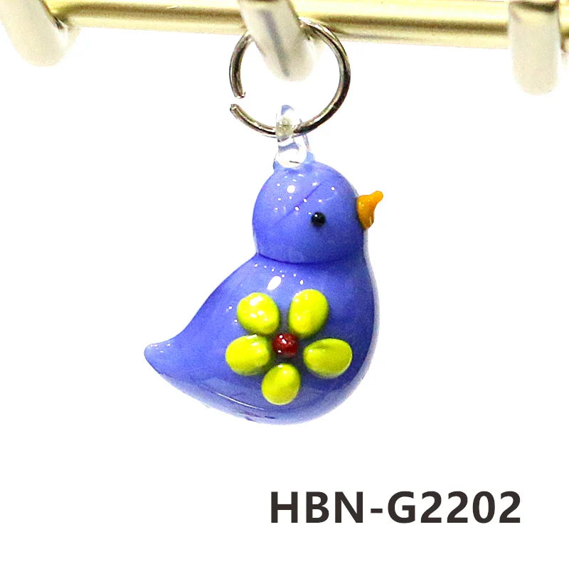 2pcs Cute Tiny Bird Charm Glass Pendant Kawaii Style Bird Mini Figurine Easter Ornament for Diy Women Jewelry Making Accessories Lootquake LLC