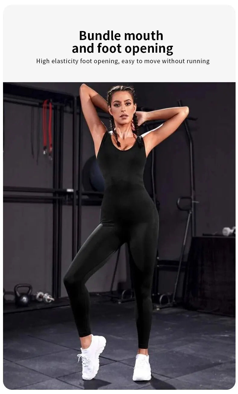 FlexiFit Backless Bodycon Yoga Jumpsuit THRIXINE