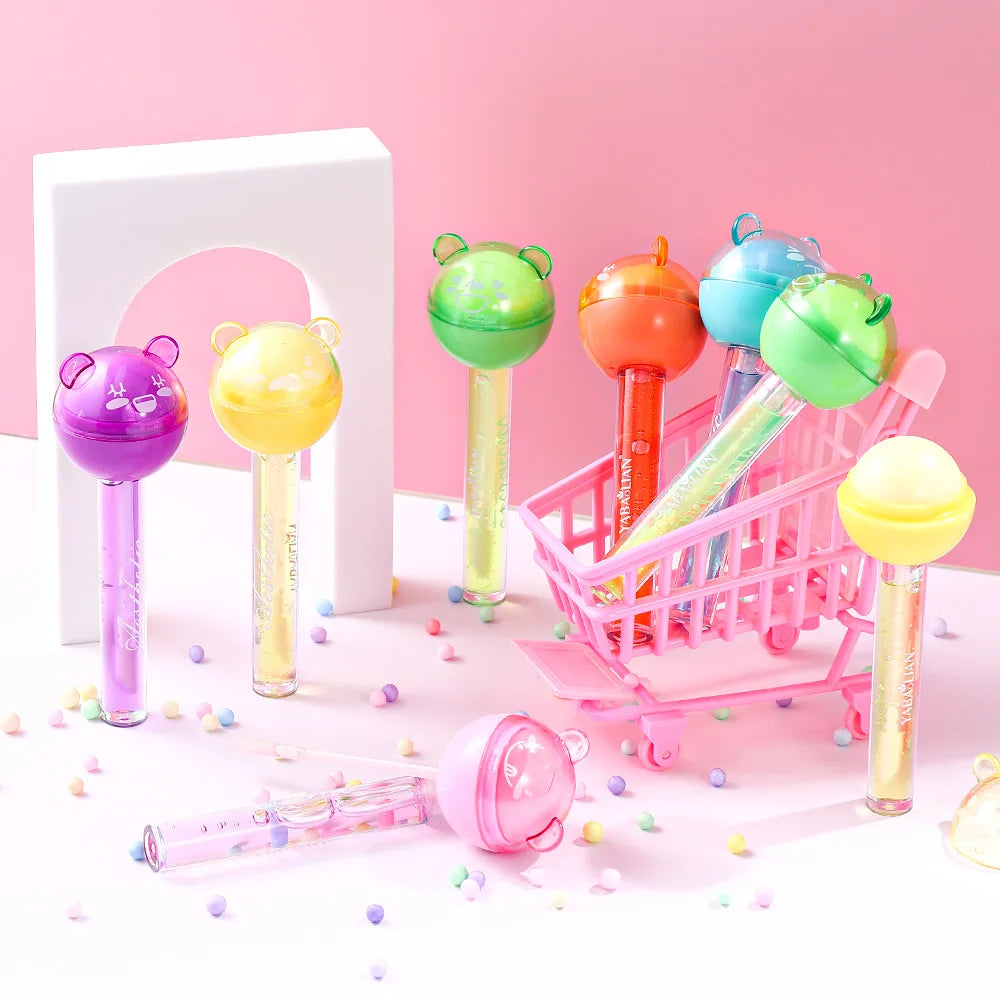2 In 1 Cute Lollipop Lip Gloss Moisturizing Lip Plumper Lip Balm Lipstick Mineral Oil Lip Nutritious Lips Care Makeup Cosmetics Lootquake LLC