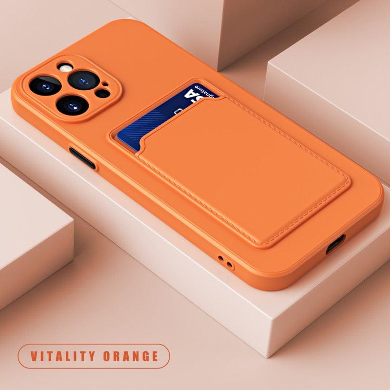 White Soft Wallet Card Holder Phone Case For iPhone 11 12 13 Pro Max Camera Protective Case Wallet Holder Cover Soft Portable Silicone Back Cover Durable Phone Case Stevvex