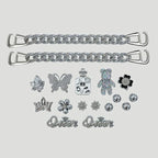 17PCS Fashion Shoe Charms Set Accessories Hole Shoe Buckle Silver Crystal Bear Chain DIY Shoes Decorations Woman Girls Gift Lootquake LLC