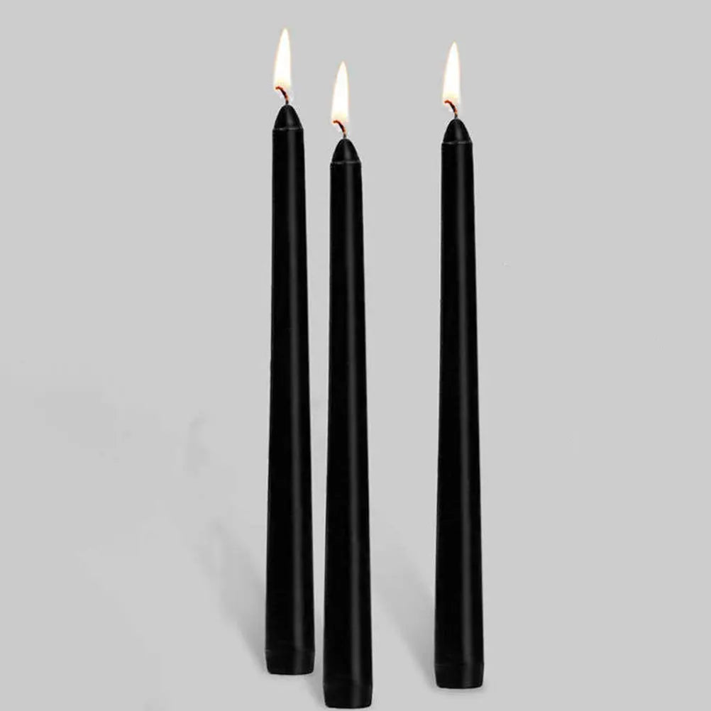 6pcs Tall Taper Paraffin Wax Candles Black Unscented Candles Bulk Pack Decorations For Wedding Home Party Events Lootquake LLC
