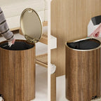 Trash Can Grained Rubbish Bin Sealed Trash Can with Lid Stable Base .Y1QB