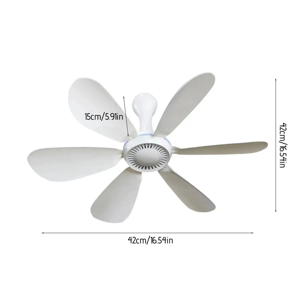 Silent 6 Leaves USB Powered Ceiling Canopy Fan with Remote Control Timing 4 Speed Hanging Fan for Camping Bed Dormitory Tent New