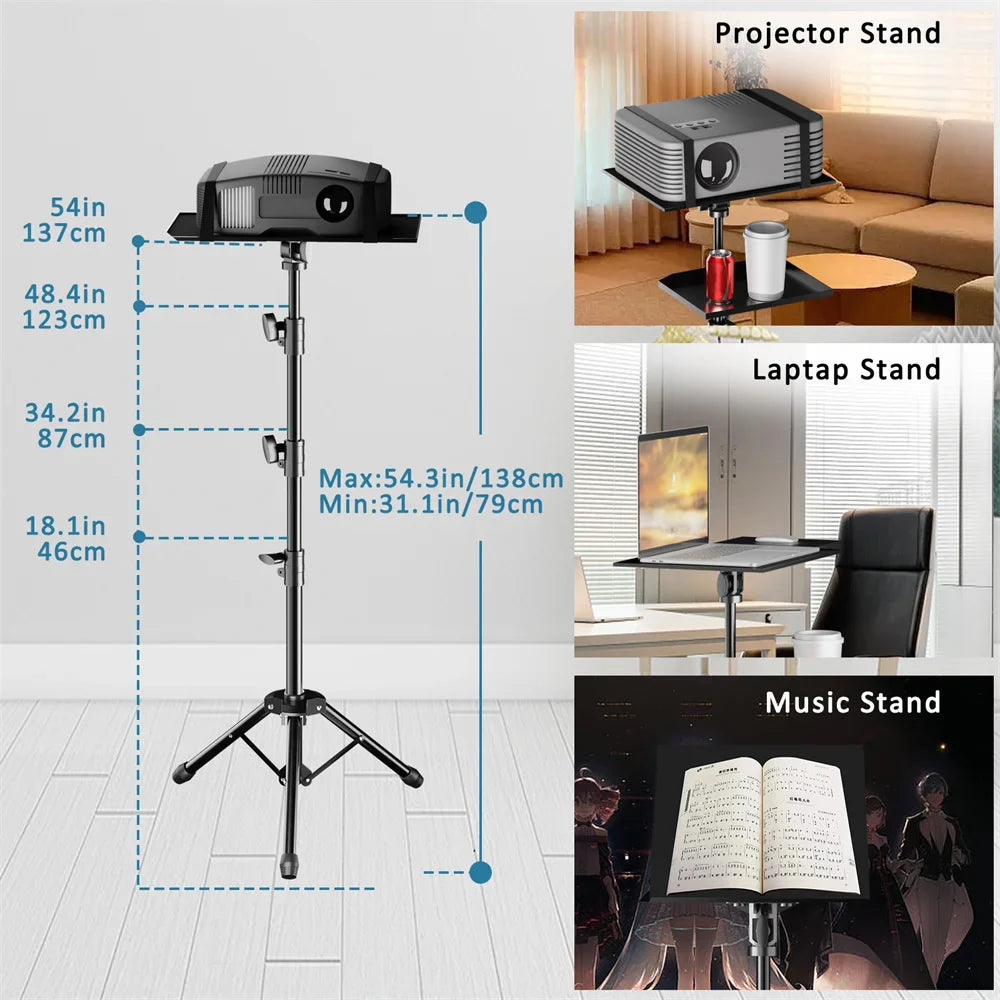 Ceiling/Floor Projector Support Stand Metal Holder Multi-angle Adjustable 360 ° Rotating Projector Bracket Film Video Projector