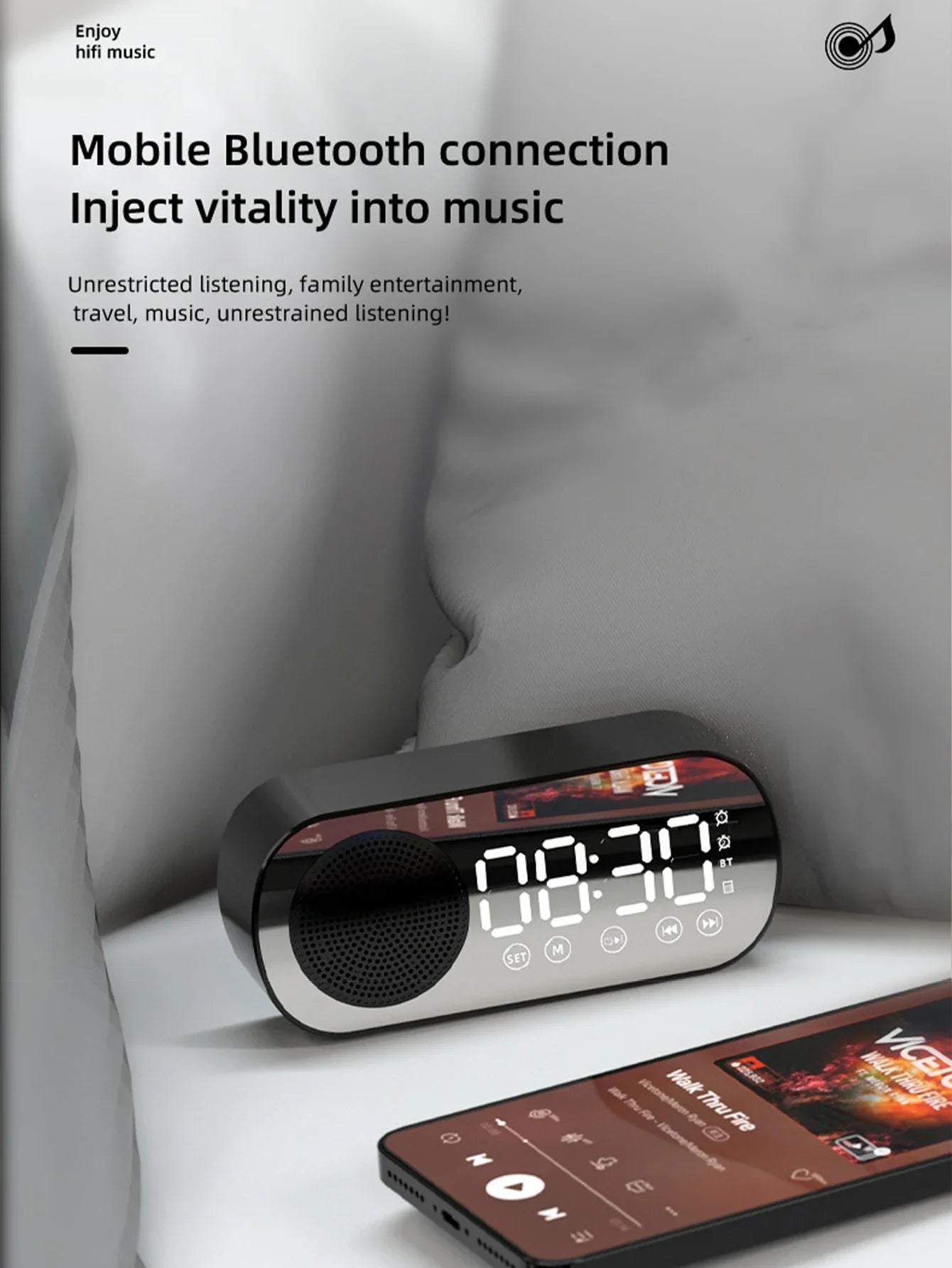 Wireless Bluetooth Speaker, Multi-functional Loud Subwoofer Clock, Mini AI Smart Alarm Clock Speaker Lootquake LLC