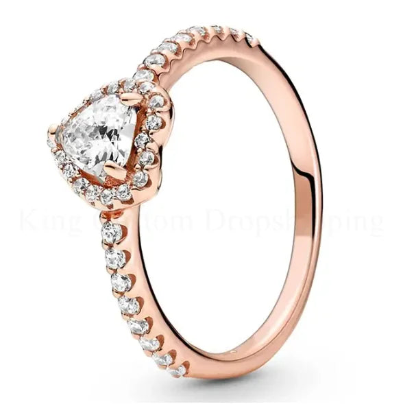 New Colored Crystal 925 Sterling Silver Ring Exquisite Women Shiny Heart Series Simple Ring Valentine's Day Gift for Lovers Lootquake LLC
