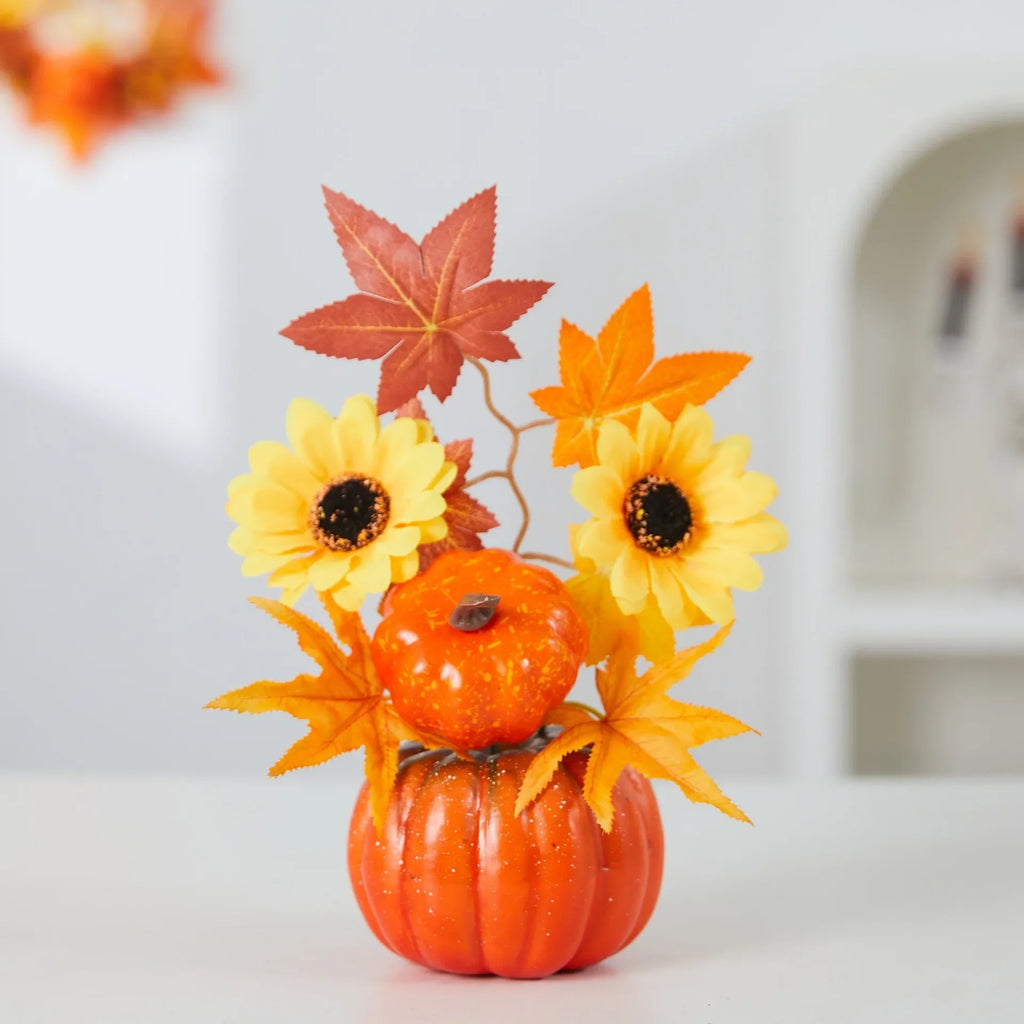 Autumn Theme Party Decor Sunflower Maple Leaf Ornaments Thanksgiving Day Bonsai Harvest Festival DIY Happy Halloween Day 2025 Lootquake LLC