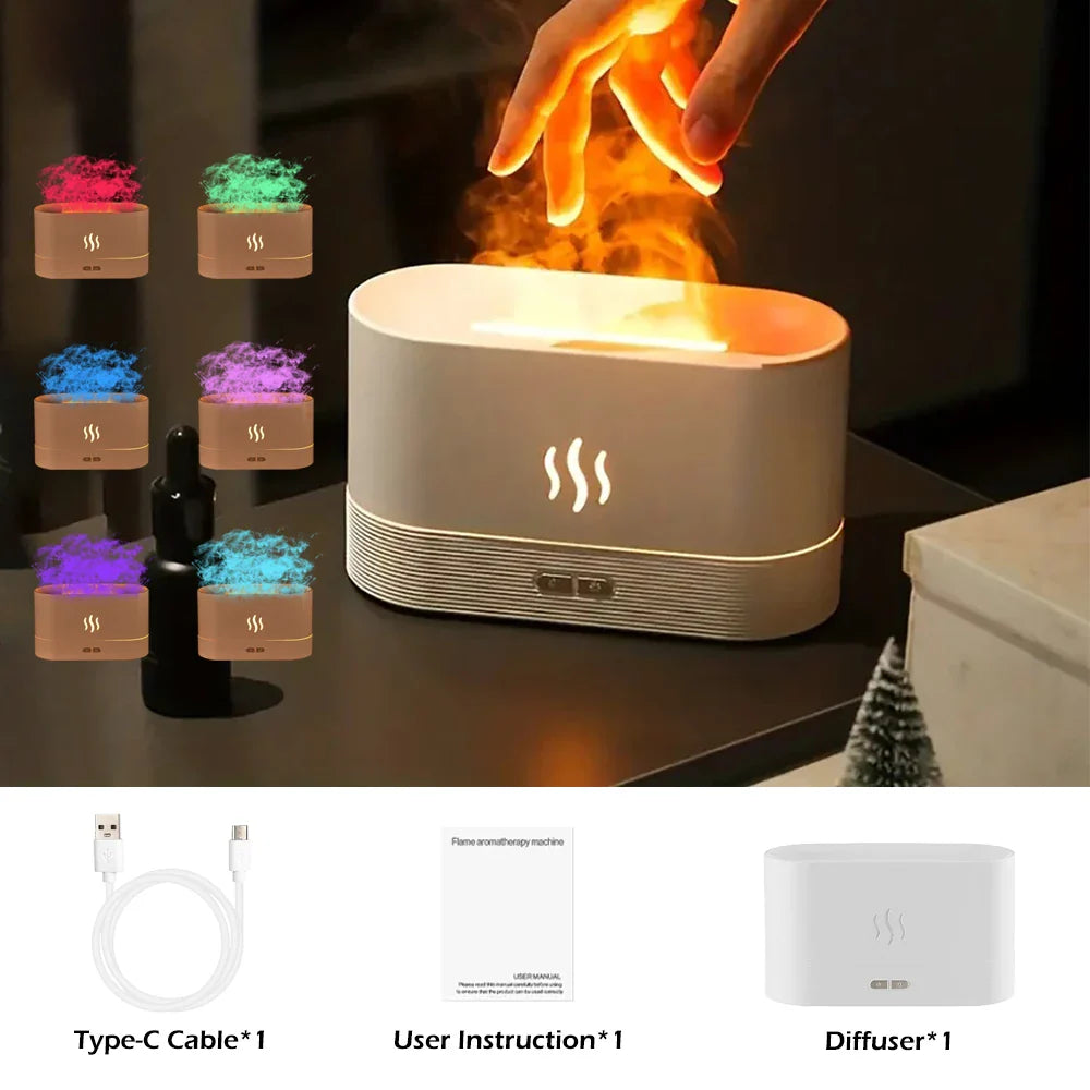 Aroma Diffuser Air Humidifier Ultrasonic Cool Mist Maker With LED Lighting Simulation Colorful Flame Fragrance Machine Lootquake LLC