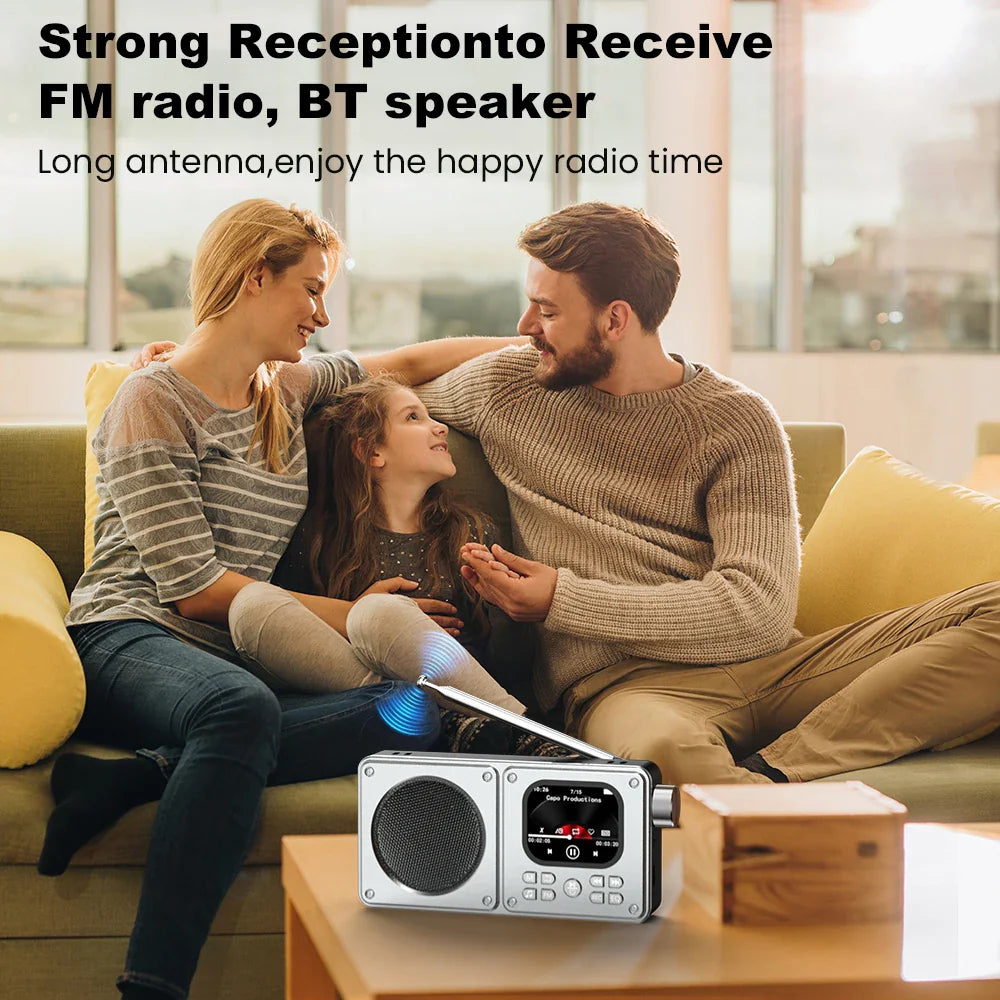 Wireless Bluetooth5.4 Speakers 87.5-108MHz Portable FM Radio Outdoor Radio MP3 Music Player Support Earphone TF Card Video Clock Lootquake LLC