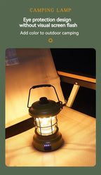 Retro Lamp Portable Camping Lantern USB Recharge Camping Tent Travel Light Vintage Outdoor Lighting Camping Equipment Flashlight