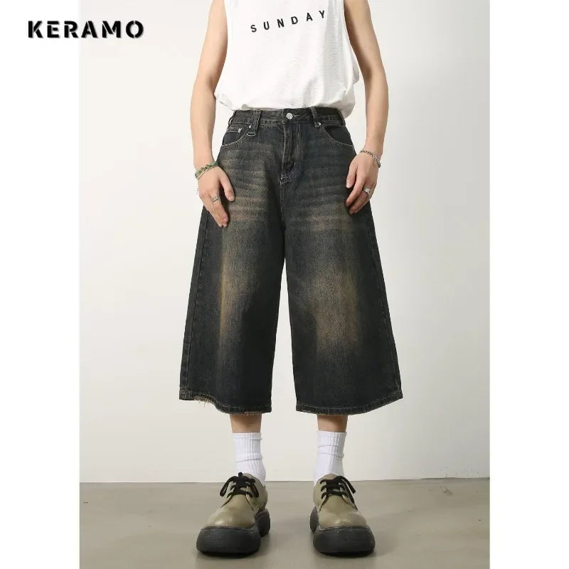 Women's Retro Wide Leg Baggy Casual Denim Shorts Harajuku Aesthetic High Waist Loose Shorts 2024 Summer Fashion Punk Shorts Lootquake LLC