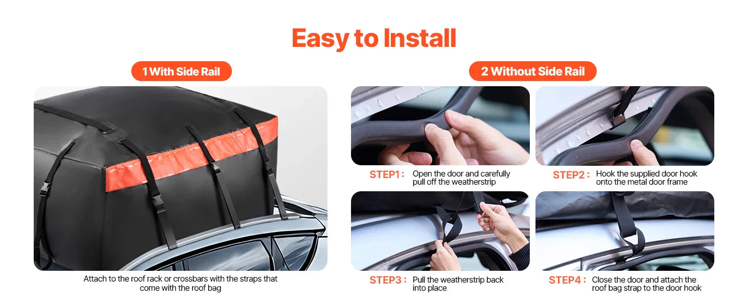 SucceBuy Car Rooftop Cargo Carrier Bag 20/23 Cubic Feet Roof Cargo Carrier 840D PVC Waterproof Car Roof Luggage Bag for  Vehicle Lootquake LLC