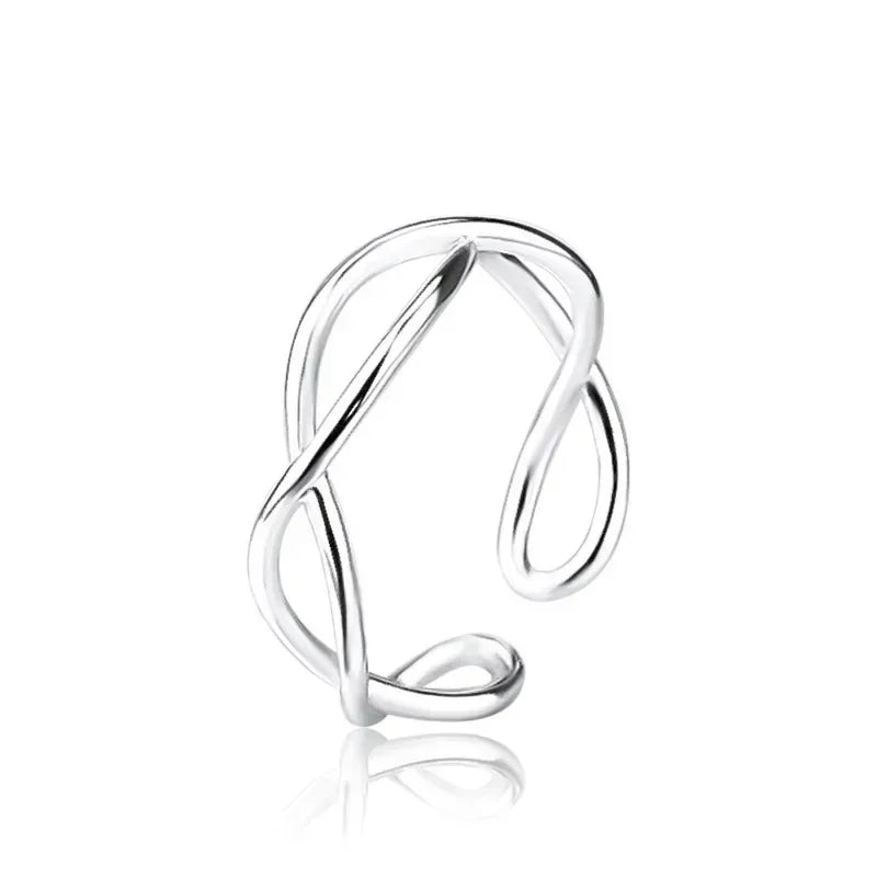 Hot 925 Sterling Silver Ring AAA Zircon Adjustable Simplicity Fashion Exquisite Women Jewelry Accessories Wedding Party Gift