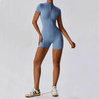 ZenFit Short Sleeve Zip Yoga Bodysuit