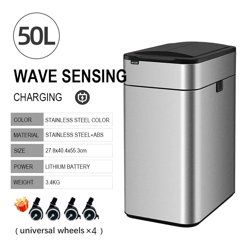 Smart Trash Can 20L 30 40 50 60 Liters Wastebasket Large Kitchen Garbage Cube Home Automatic Stainless Steel Garbage Bin Dustbin Lootquake LLC