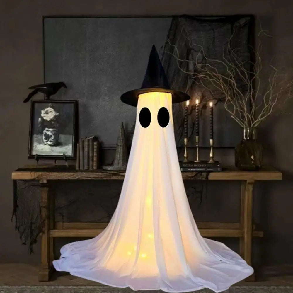 Lighted Spooky Ghost Decor Scary Standing Ghost with LED String Lights Home Porch Garden Yard Lawn Party Halloween Decorations Lootquake LLC