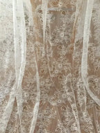 3Meters/lot Off White French Chantilly Lace Fabric , Eyelash Embroidery Lace Craft Bridal Veil Lace Accessory 150cm Width