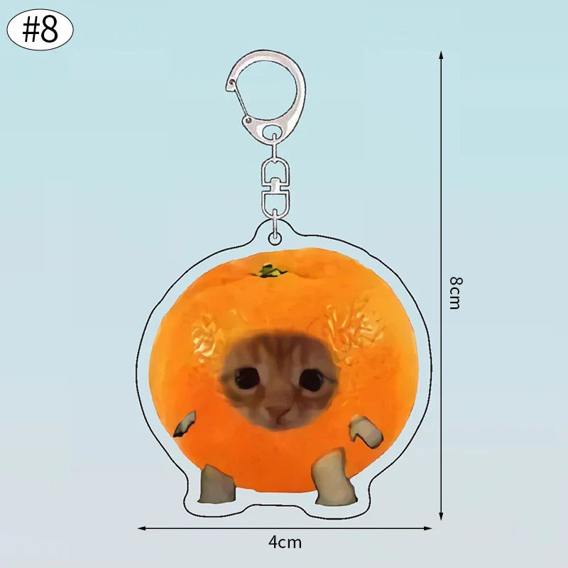 Funny Banana Cat Key Chain Creative Acrylic Happy Cats Schoolbag Pendant Bag Accessories DIY Mobile phone Lanyard Student Gift Lootquake LLC