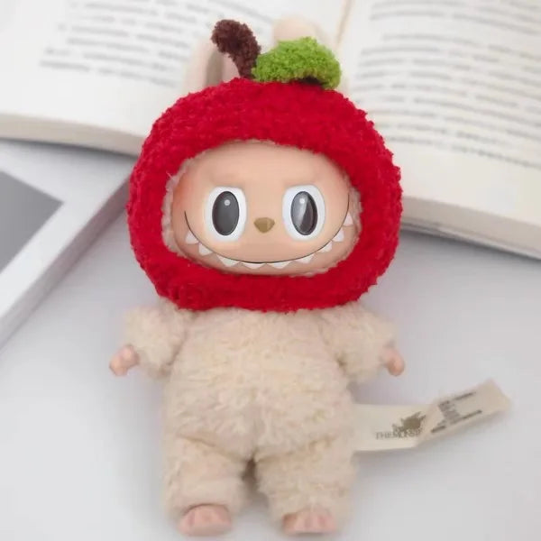 Labubu doll pendant, rubber doll clothes, rabubu v2v1 sitting party head cover hat heartbeat macaron 17cm 15CM Lootquake LLC