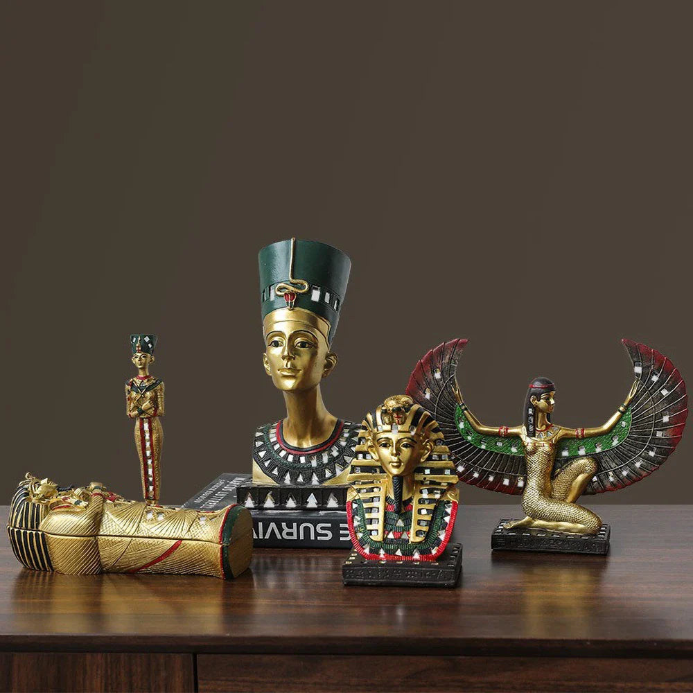 Egyptian Sphinx Resin Statue - Pharaoh Lion Body Human Face Sculpture, Hand-Painted Pyramid Guardian Isis Goddess Inspired Craft