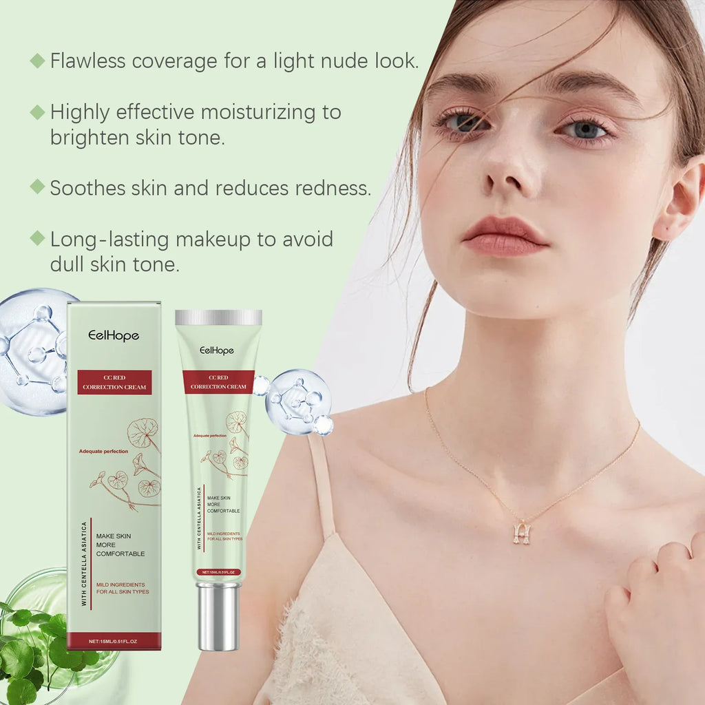 EelHope Centella Asiatica CC Cream - Moisturizing, Concealing Foundation for Nude Makeup, Brightening Complexion & Hydrating