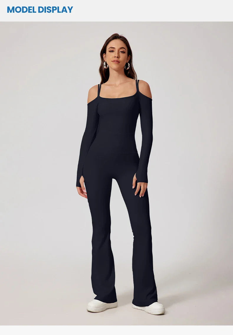 Yoga Jumpsuit Women's Sports Overalls Flared Trousers THRIXINE