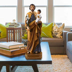 Saint Joseph Carrying Child Jesus Statues Religious Figurines Resin Model Sculpture St. Joseph God Christ Church Desk Decor Lootquake LLC