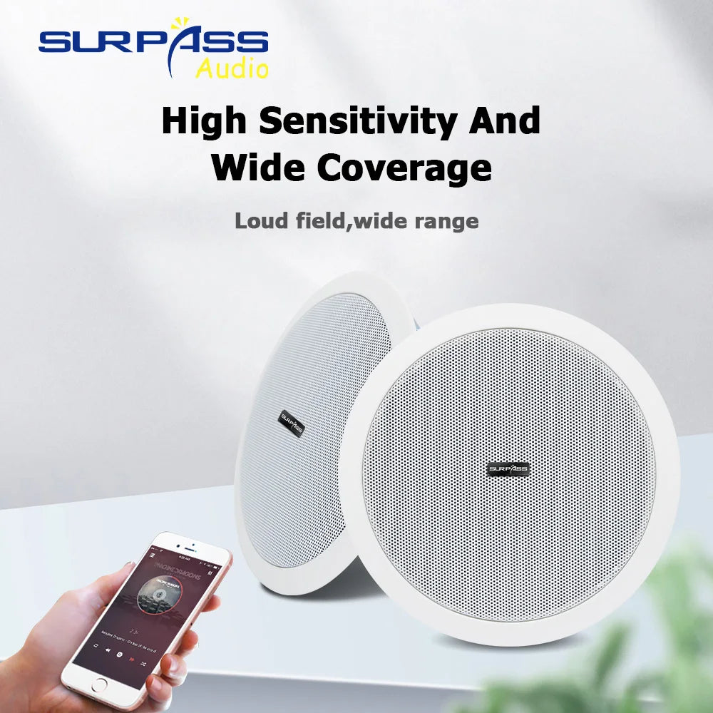 Built-in Class-D Amplifier Full Range Bluetooth-compatible Ceiling Speaker Horn For Home Theater Background Music Good Quality Lootquake LLC