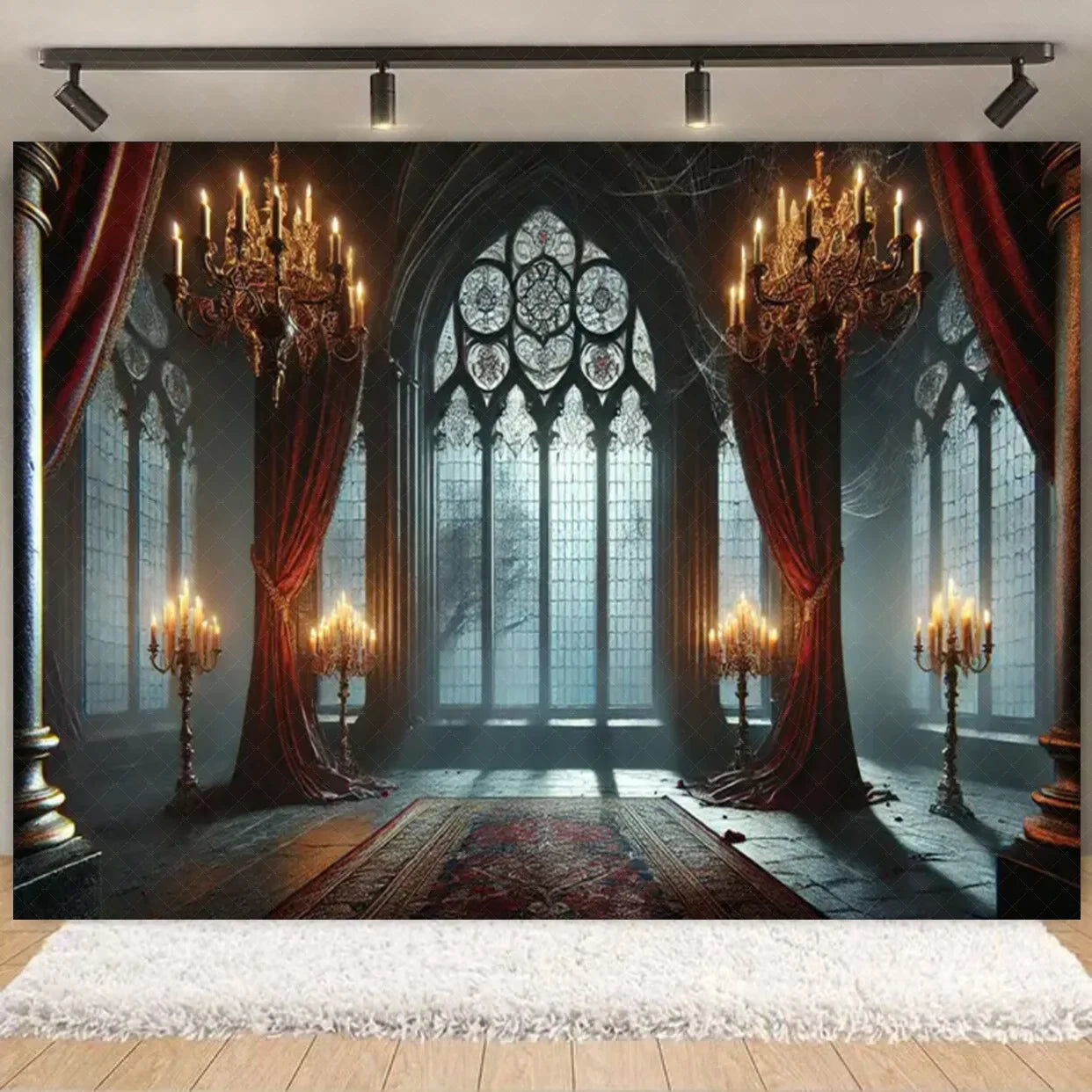 Halloween Decorations  Vintage Castle Wall Backdrop Photography Photos Stone Arched Door And Windows Design Studio Party Decor Lootquake LLC