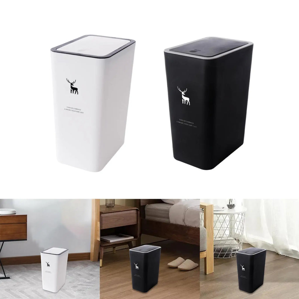 Garbage Can with Lid Household Rubbish Bin for Living Room Craft Room Toilet