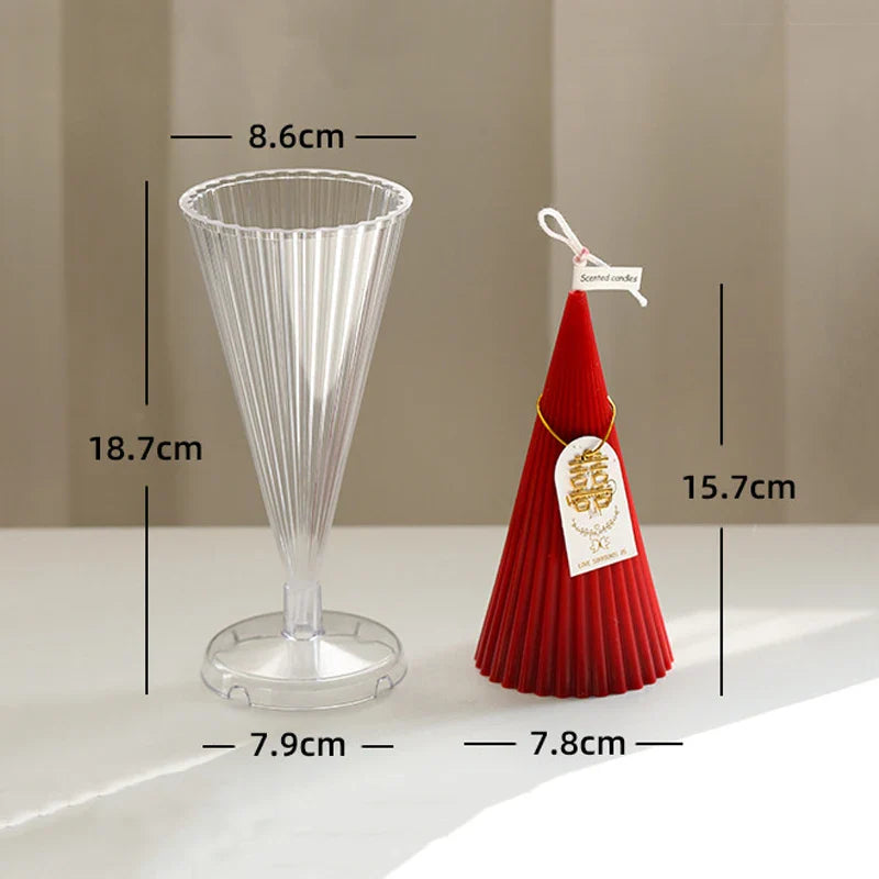 Striped Conical Candle Mold Diy Handmade Aromatherapy Candle Making Tool Home Decor Candle Acrylic Plastic Molds Lootquake LLC